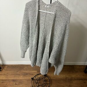 Garage Gray Cardigan Sweater with Chunky Knit and Oversized Fit